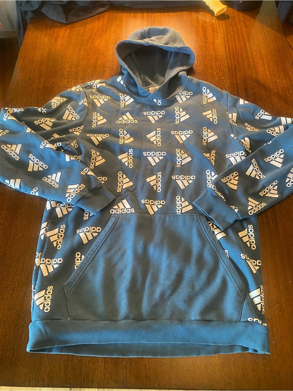 adidas Originals Men’s LT Big & Tall Blue/White Logo Pullover Hoodie sweatshirt